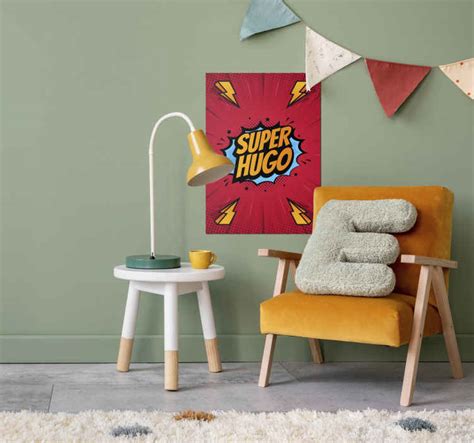 Poster Mural Motif Super H Ros Avec Pr Nom Tenstickers