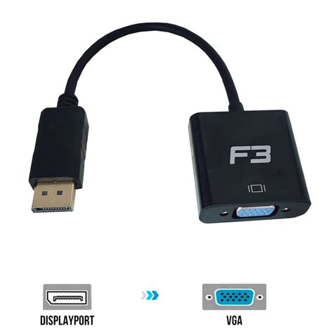 Cabo Adaptador Displayport para VGA F3 Acessórios