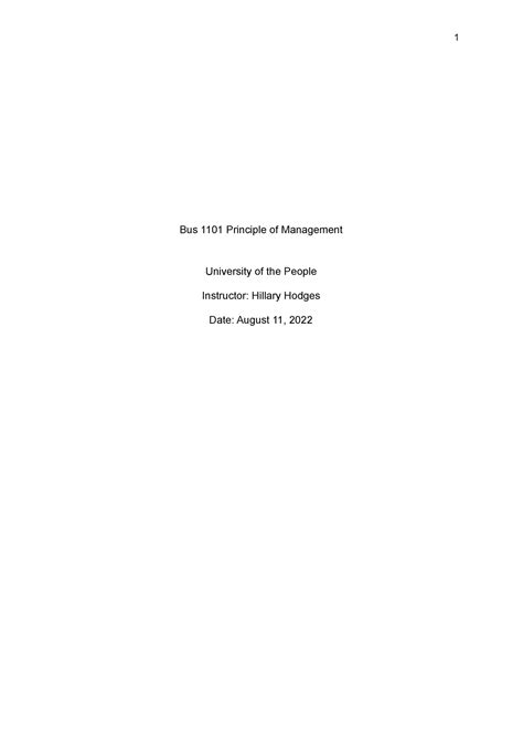 Bus 1101 Principle Of Management Learning Journal 8 Bus 1101