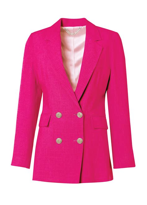 Double Breasted Blazer Hot Pink Linen Holland Cooper