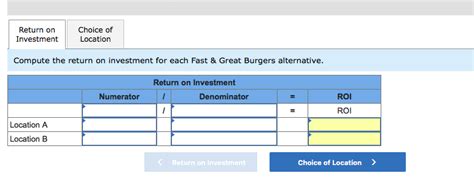 Answered Return On Investment Choice Of Location Bartleby