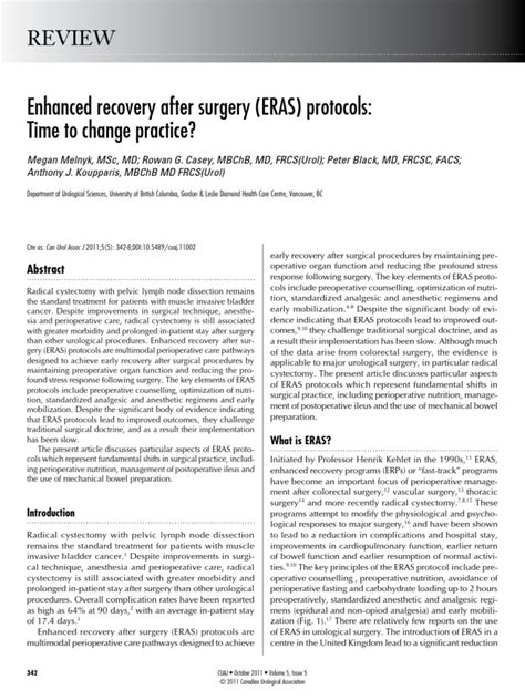 Eras Protocols Anesthesia Surgery