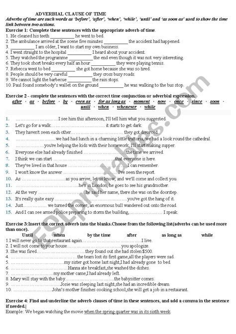 Adverbial Clause Of Time Esl Worksheet By Dangminh