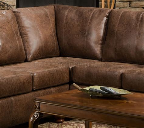 Brown Smokey Leather Like Microfiber Classic Sectional Sofa