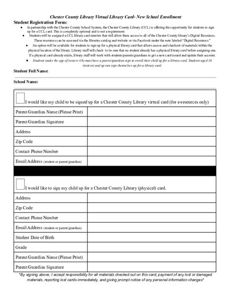 Fillable Online Chester County Library Virtual Library Card Connect
