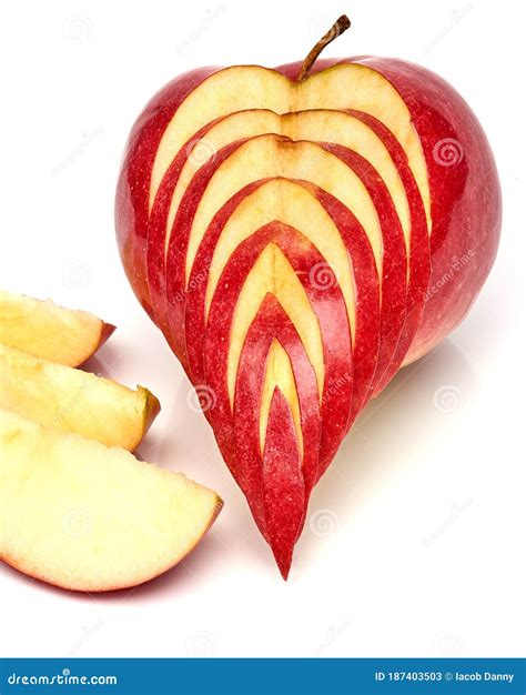 Isolated Apples Whole Red Apple Fruit With Slice Cut Isolated On White