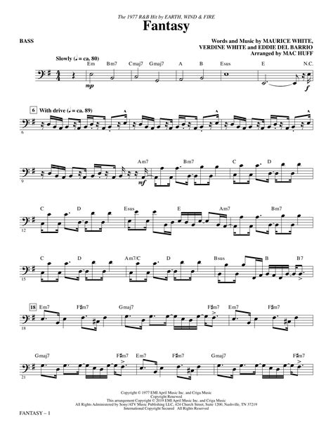 Fantasy Arr Mac Huff Bass By Earth Wind Fire Sheet Music For