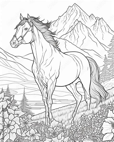 Horse Coloring Page Stock Illustration Adobe Stock