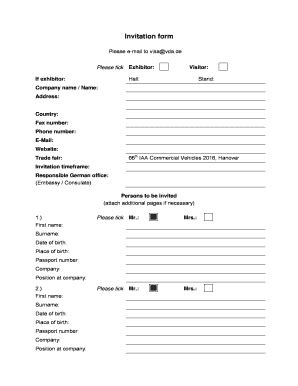 Fillable Online Iaa Invitation Form IAA 2016 Iaa Fax Email Print