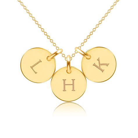 14k Gold Initial Necklace - 3 Circles - Uppercase – Tiny Tags