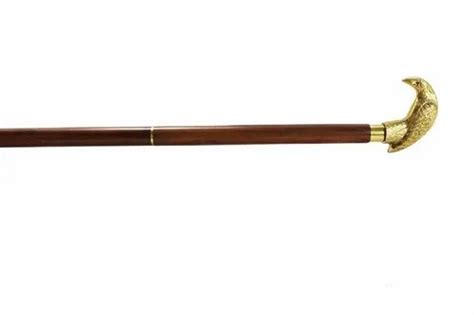 Sanding Browngolden Brown Walking Stick With Brass Handle At Rs 440