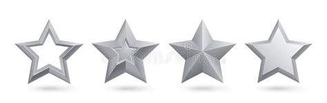 Silver Stars Realistic Metal Golden Stars Isolated For Rating And