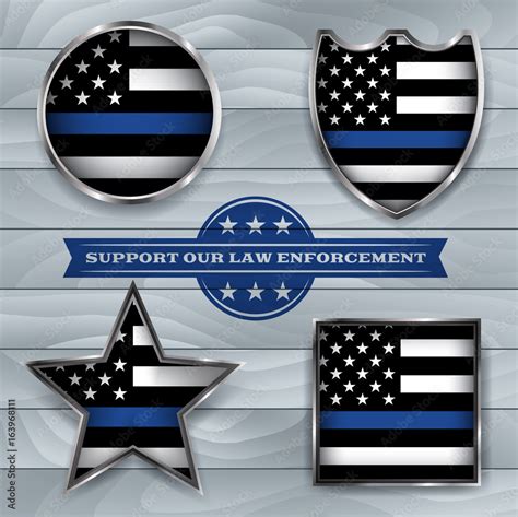 Police Support Flag Badge Illustration Stock Vector | Adobe Stock