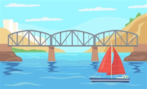 Boat Under Bridge Over Royalty Free Licensable Stock Vectors