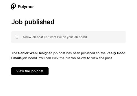 Your Senior Web Designer Job Post Has Been Published From Polymer