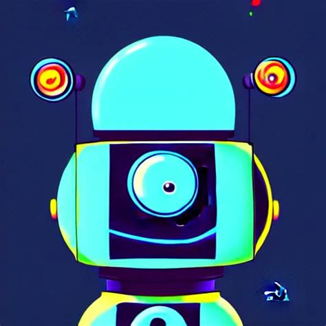 Krea Tzeho Lai Digital Illustration Of A Cute Robot Cartoon