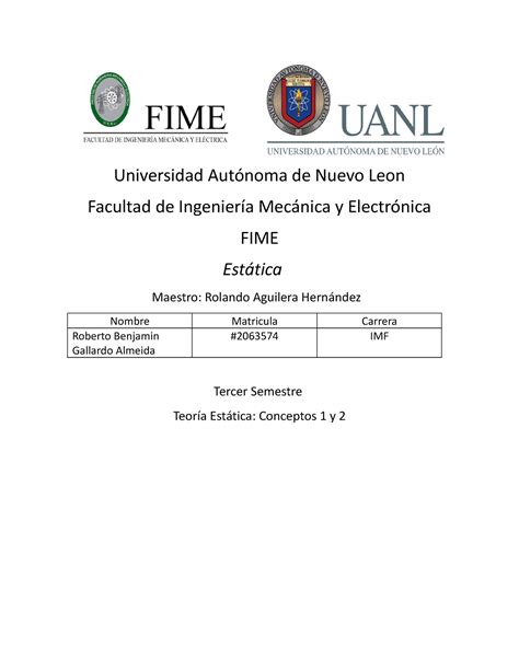 Actividad Estatica Est Tica Tarea Universidad Aut Noma De Nuevo