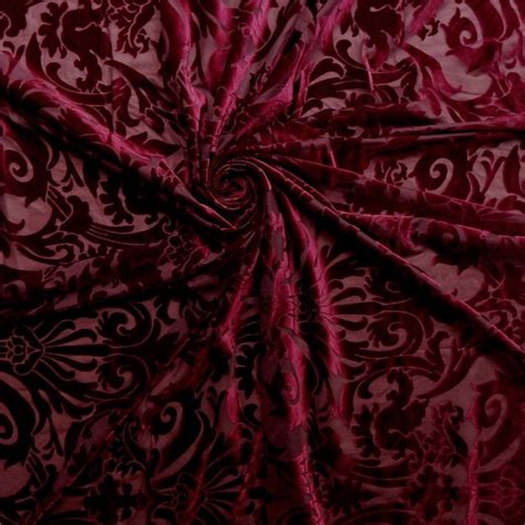 Stretch Burnout Velvet Fabric Burgundy By The Yard Burgundy Aesthetic Velvet Fabric Burgundy