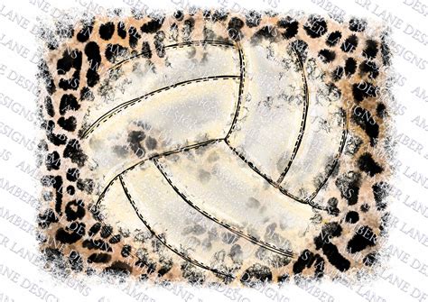 Volleyball And Leopard Grunge Watercolor Background Png Etsy