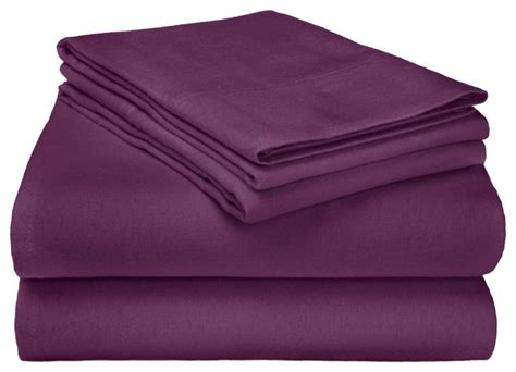 Flannel Full Sheet Set Solid - Purple - Traditional - Sheets - by Blue ...