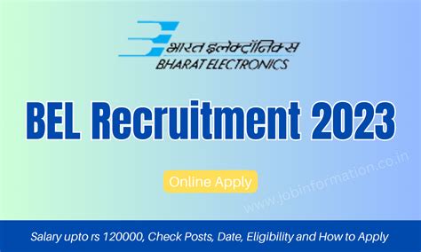 Bel Recruitment Online Apply For Posts Age Salary