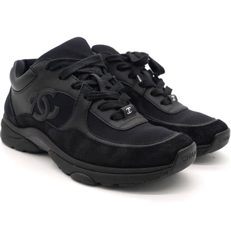 Chanel Black Suede Calfskin Fabric Cc Sneakers 355 Stylishtop