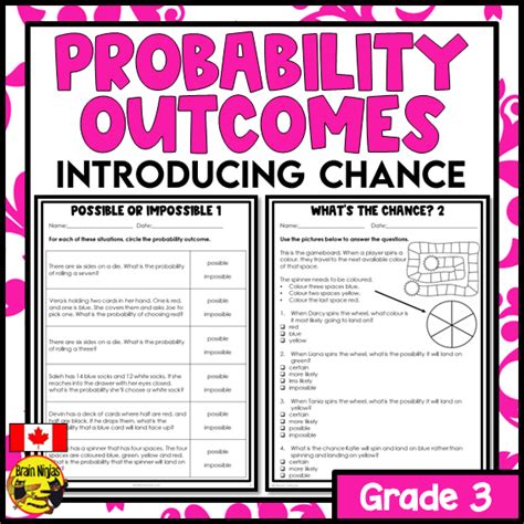 Introducing Probability Outcomes Math Worksheets Paper Single