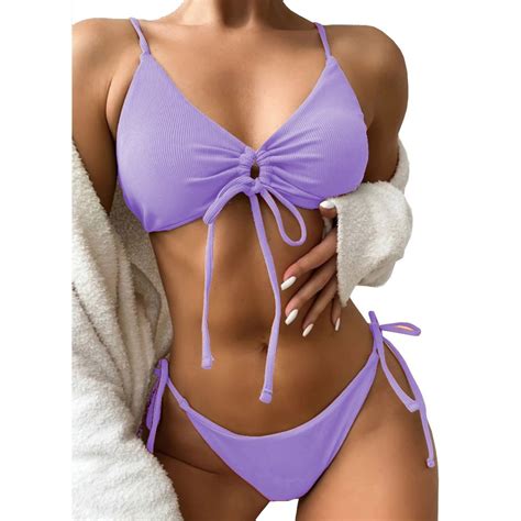Strój Kąpielowy Dwuczęściowy Kostium Damski Bikini Wiązanie Boho S