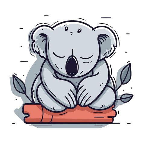 Un Mignon Koala De Dessin Anim Qui Dort Sur Le Tronc Illustration