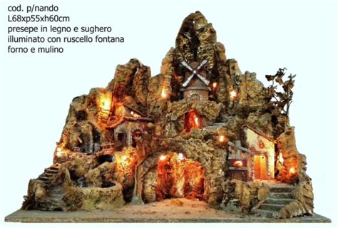 Presepe Presepio Artigianale Napoletano Dipnando Forno Ruscello Mulino