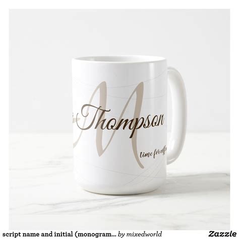 Script Name And Initial Monogram White 15 Oz Coffee Mug