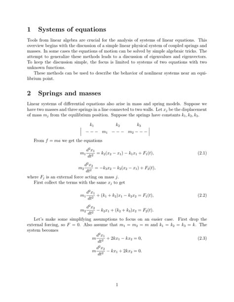 1 Systems Of Equations