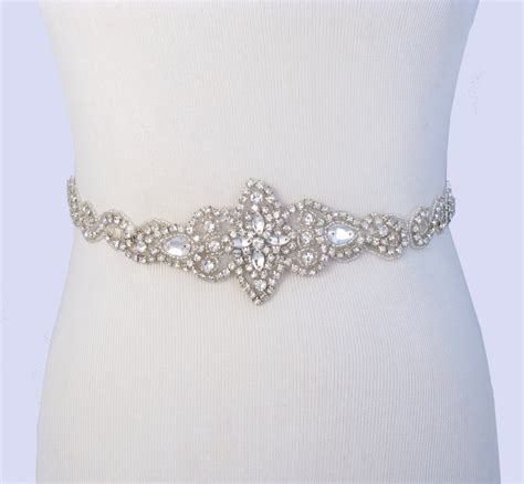 Bridal Belt Crystal Rhinestone Wedding Dress Sash Jeweled Etsy