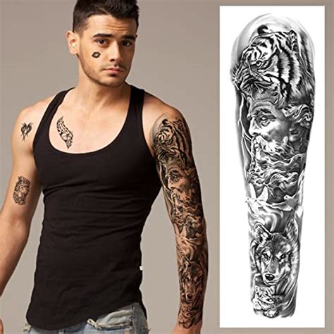 Soovsy Lot De Feuilles De Tatouage Temporaire Pour Homme Tatouage