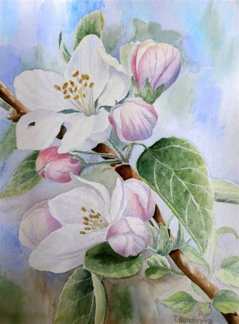 Apple blossoms Painting | Flower art painting, Floral painting ...