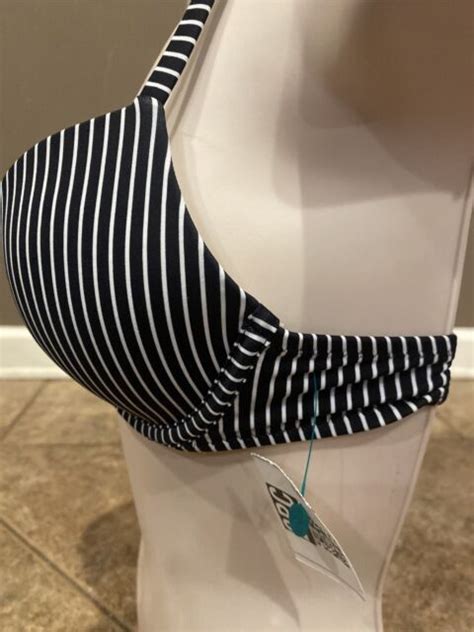 Shade Shore Womens Black Striped Lightly Lined Twist Front Bikini Top