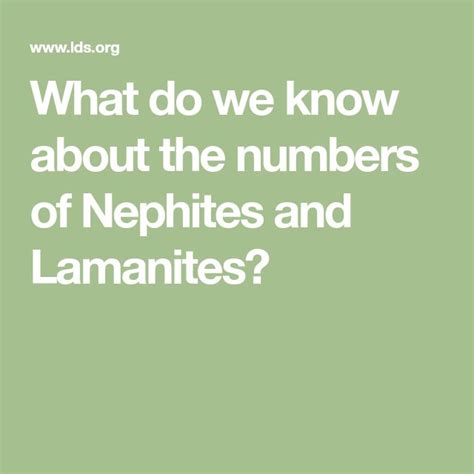 What do we know about the numbers of Nephites and Lamanites? | Nephites ...