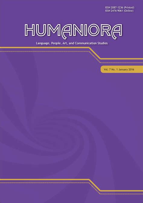 Vol. 7 No. 1 (2016): Humaniora | Humaniora