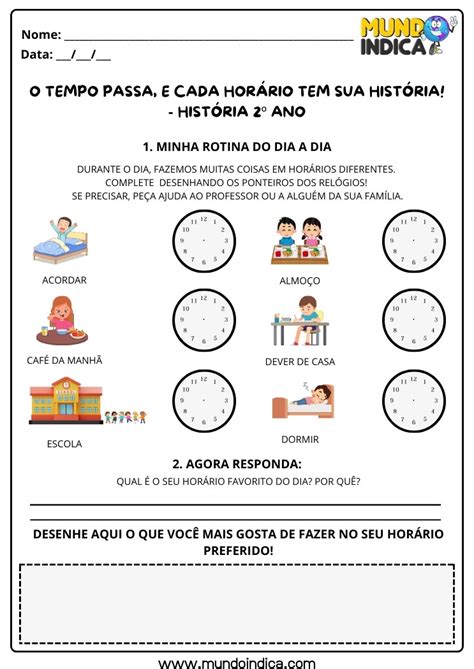 O Tempo Como Medida 2 Ano História - 20 Atividades de História 2 ano para Imprimir