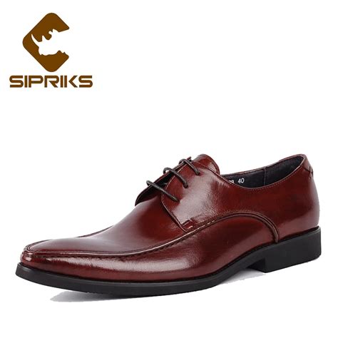 Sipriks Luxury Genuine Leather Wine Red Dress Shoes For Men Career Shoes British Pointed Toe