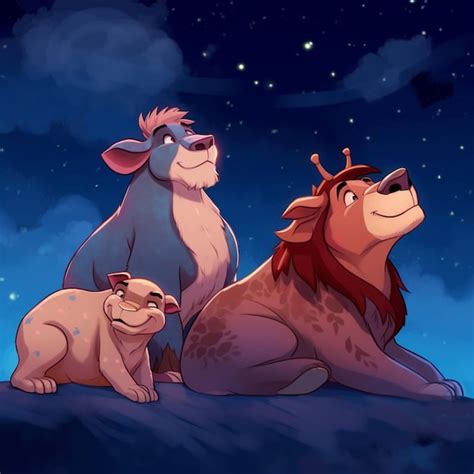 Un Dibujo De Dibujos Animados De Un Rey León Y El Rey León Foto Premium