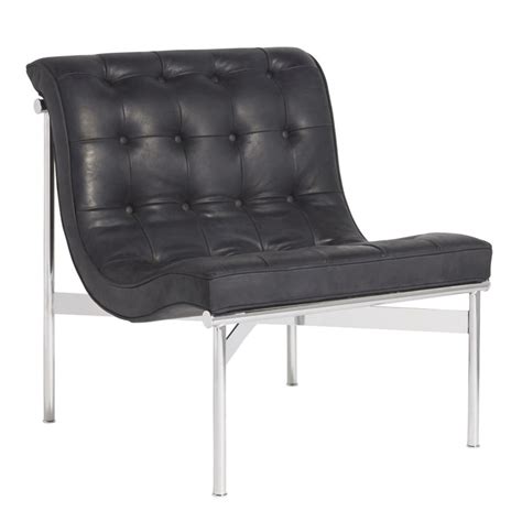 Elan Mid Century Modern Black Leather Armless Lounge Chair | Zin Home