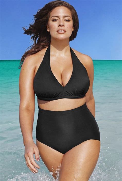 Plus Size Diva Black Halter High Waist Bikini