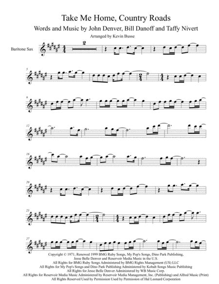 Take Me Home Country Roads Arr Kevin Busse Sheet Music John