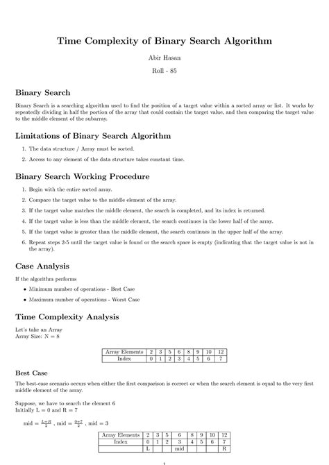 Binary Search Time Complexity Time Complexity Of Binary Search