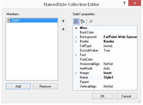 NamedStyle Collection Editor Spread ASP NET 17