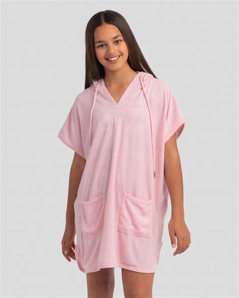 Shop Topanga Girls Tara Towelling Beach Cover In Pink Fast Shipping And Easy Returns City