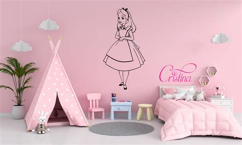 Alice In Wonderland Wall Decal Alice Wall Decor Cartoon Etsy