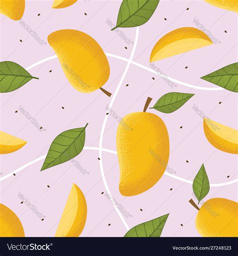 Mango Seamless Pattern Royalty Free Vector Image