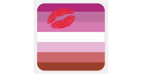 Lipstick Lesbian Pride Flag Square Sticker Zazzle